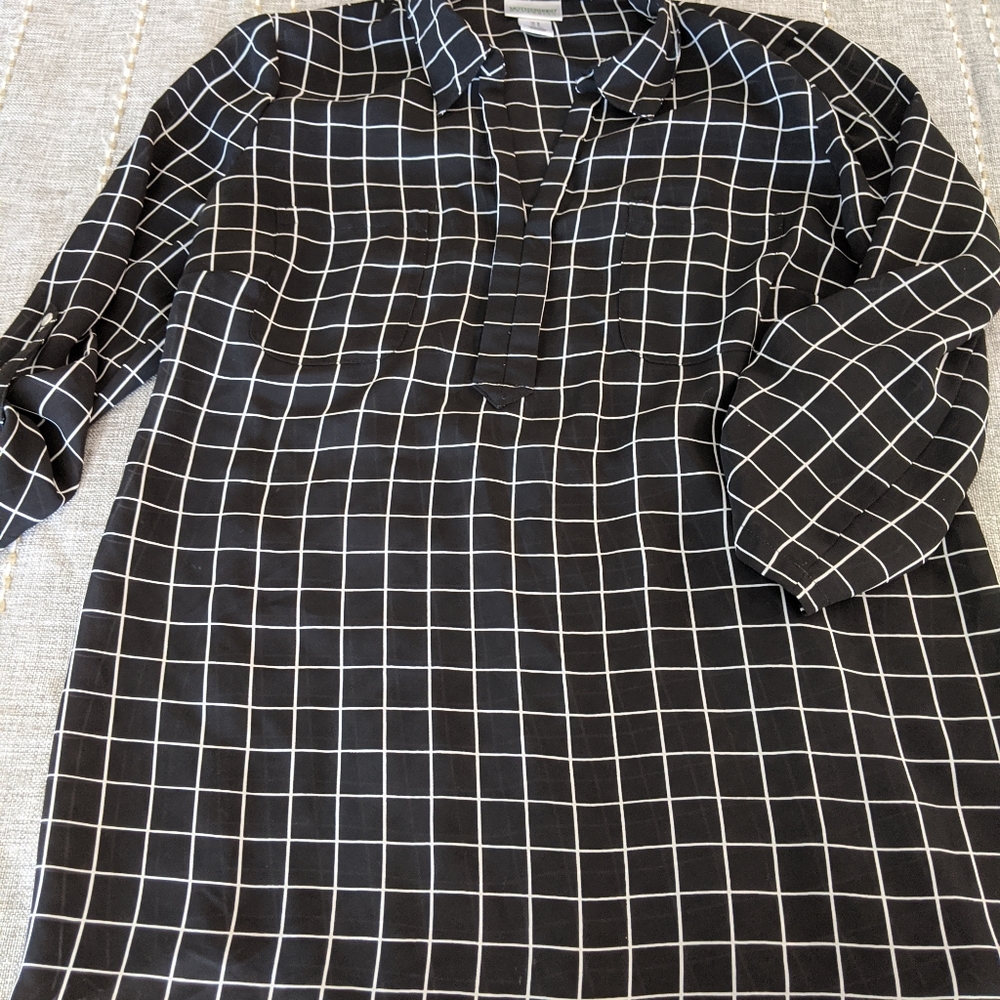 Windowpane maternity blouse